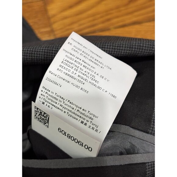 Hugo Boss Mens Blazer Jacket Sz 40L Gray Wool Houndstooth 2 Button Sport Coat - Picture 7 of 9